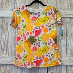 Cat and Jack Colorful Fruit Print T-Shirt Sz S (6/7) oversized